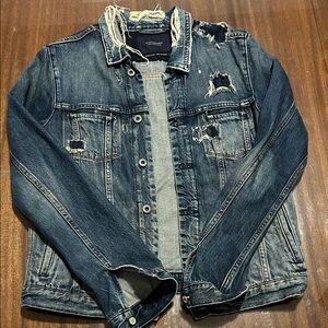 Scotch & Soda Dark Blue Distressed Jean Jacket